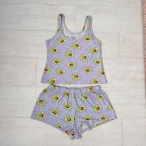 Rick and Morty Matching PJ Set Cami Tank Shorts Adult Swim Purple Green Medium